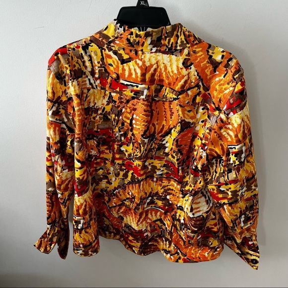 Additions By Chico's Button Floral Jacket Orange Fuchsia Tropical Size 3 (XL). - Picture 5 of 7